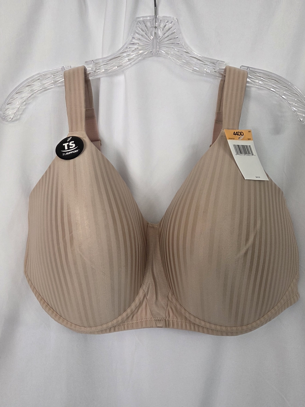Playtex Nude/Taupe Striped Full Coverage T-Shirt Bra - NWT  44DD